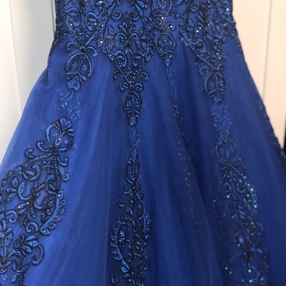 Navy Blue Long Formal Dress - Picture 4 of 4